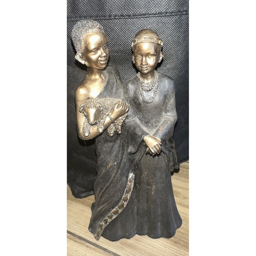 Seymour Mann African Mother Child Lamb Art Deco Sculpture Statue 10.5" Vintage